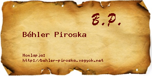 Béhler Piroska névjegykártya